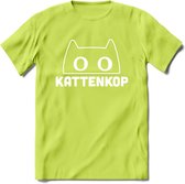 Kattenkop - Katten T-Shirt Kleding Cadeau | Dames - Heren - Unisex | Kat / Dieren shirt | Grappig Verjaardag kado | Tshirt Met Print | - Groen - XL