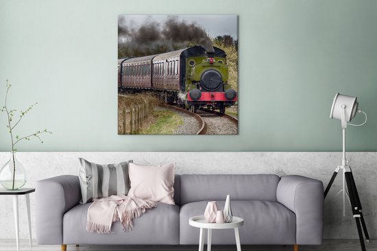 Tableau sur Toile L'Arrivée du Train à Vapeur - 90x90 cm - Décoration murale