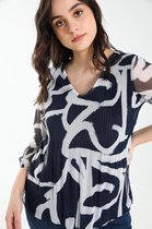 Cassis Dames T-shirt in netstof met artistieke print - T-shirt - Maat 46