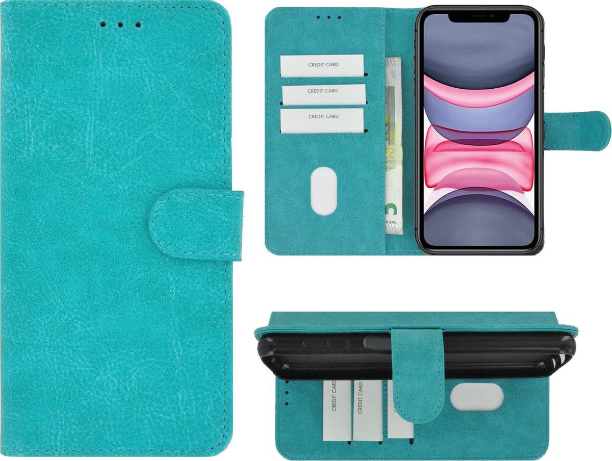 Hoesje Geschikt voor iPhone 11 Pro - iPhone 11 Pro Book Case Wallet Turquoise Cover