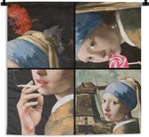 Wandkleed - Wanddoek - Meisje met de parel - Vermeer - Collage - 150x150 cm - Wandtapijt