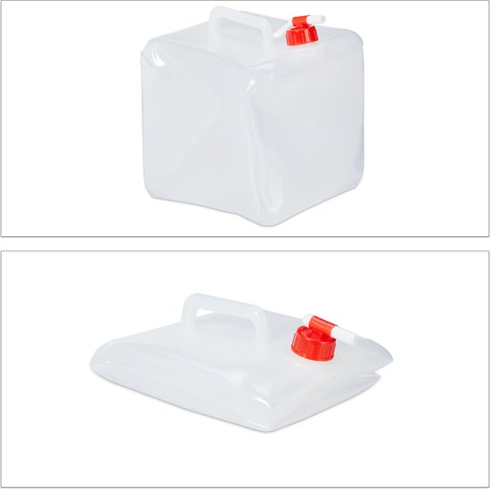 opvouwbare jerrycans - 4 stuks - 15 l - kraan - schroefdop - draagbaar - watertank camping - transparant-rood van Merkloos — afbeelding 3