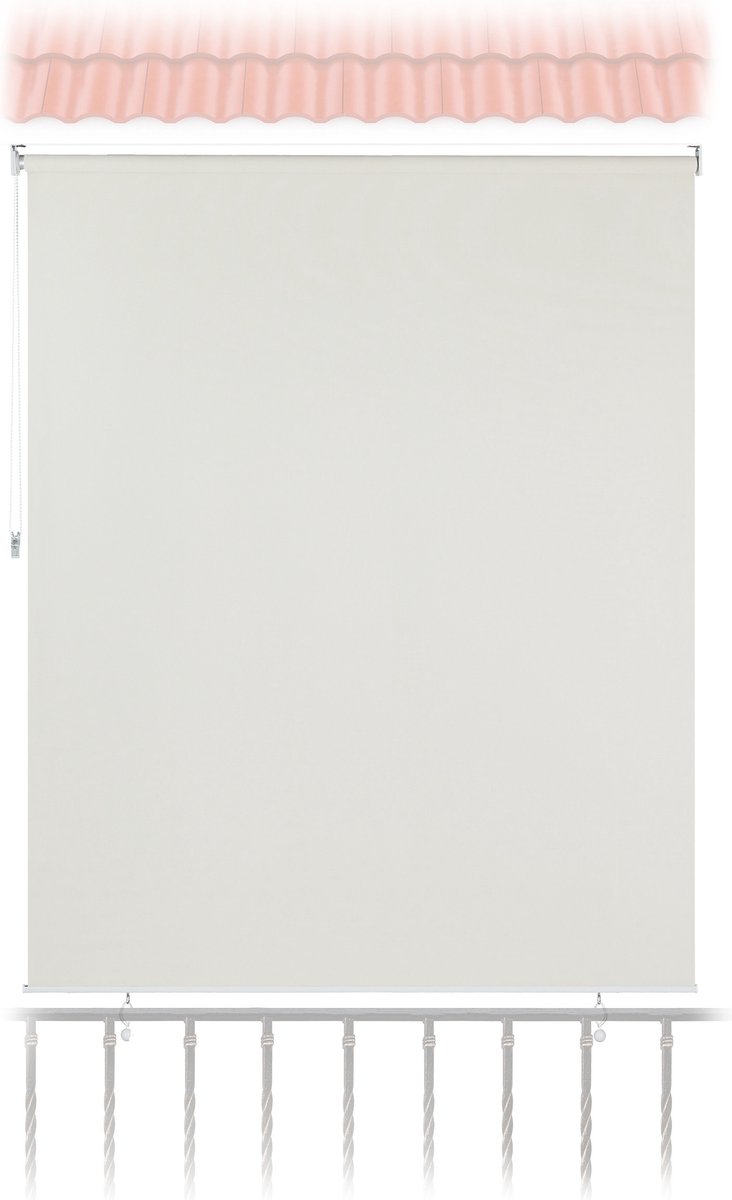 Relaxdays rolgordijn buiten - met trekkoord - gordijn - 240 cm hoog - zonwering - beige - 180 x 240 cm