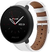 Leer Smartwatch bandje - Geschikt voor  Polar Ignite 2 leren bandje - wit - Strap-it Horlogeband / Polsband / Armband