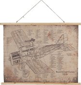 Wandkleed 100*2*75 cm Beige, Bruin Hout, Textiel Rechthoek Vliegtuig Wanddoek Wandhanger Wandkaart