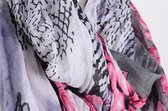 Behave accessoires - Sjaal bloemen print- grijs roze