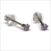 Aramat jewels ® - Zirkonia zweerknopjes ster 3mm oorbellen lila chirurgisch staal