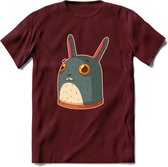 Konijn T-Shirt Grappig | Dieren konijnen Kleding Kado Heren / Dames | Animal Skateboard Cadeau shirt - Burgundy - XXL
