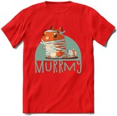 Kat murrmy T-Shirt Grappig | Dieren katten halloween Kleding Kado Heren / Dames | Animal Skateboard Cadeau shirt - Rood - M