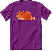 Schattige kat klaar voor aanval T-Shirt Grappig | Dieren katten Kleding Kado Heren / Dames | Animal Skateboard Cadeau shirt - Paars - XXL