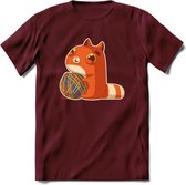 Kat en draad T-Shirt Grappig | Dieren katten Kleding Kado Heren / Dames | Animal Skateboard Cadeau shirt - Burgundy - M