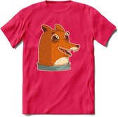Lachende vos T-Shirt Grappig | Dieren honden Kleding Kado Heren / Dames | Animal Skateboard Cadeau shirt - Roze - XL