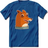 Lachende vos T-Shirt Grappig | Dieren honden Kleding Kado Heren / Dames | Animal Skateboard Cadeau shirt - Donker Blauw - L