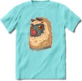 Casual lama T-Shirt Grappig | Dieren alpaca Kleding Kado Heren / Dames | Animal Skateboard Cadeau shirt - Licht Blauw - M