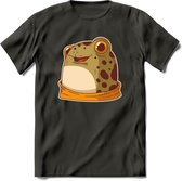 Blije kikker T-Shirt Grappig | Dieren reptielen Kleding Kado Heren / Dames | Animal Skateboard Cadeau shirt - Donker Grijs - 3XL