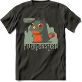 Monster van Purrkenstein T-Shirt Grappig | Dieren katten halloween Kleding Kado Heren / Dames | Animal Skateboard Cadeau shirt - Donker Grijs - XL