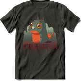 Monster van Purrkenstein T-Shirt Grappig | Dieren katten halloween Kleding Kado Heren / Dames | Animal Skateboard Cadeau shirt - Donker Grijs - M