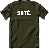 Sate - Snack T-Shirt | Grappig Verjaardag Kleding Cadeau | Eten En Snoep Shirt | Dames - Heren - Unisex Tshirt | - Leger Groen - S