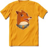 zwoele vos T-Shirt Grappig | Dieren Kleding Kado Heren / Dames | Animal Skateboard Cadeau shirt - Geel - XXL