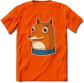 Casual vos T-Shirt Grappig | Dieren Kleding Kado Heren / Dames | Animal Skateboard Cadeau shirt - Oranje - 3XL