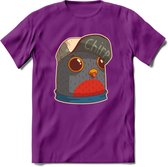 Chirp vogel T-Shirt Grappig | Dieren Kleding Kado Heren / Dames | Animal Skateboard Cadeau shirt - Paars - XXL
