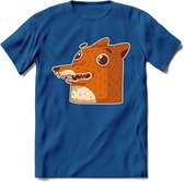 Friendly fox T-Shirt Grappig | Dieren vos Kleding Kado Heren / Dames | Animal Skateboard Cadeau shirt - Donker Blauw - XXL