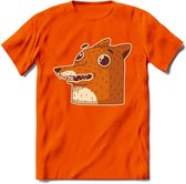 Friendly fox T-Shirt Grappig | Dieren vos Kleding Kado Heren / Dames | Animal Skateboard Cadeau shirt - Oranje - L