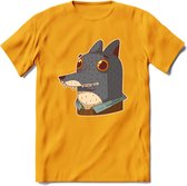 Casual wolf T-Shirt Grappig | Dieren Kleding Kado Heren / Dames | Animal Skateboard Cadeau shirt - Geel - L