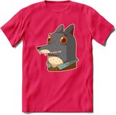 Casual wolf T-Shirt Grappig | Dieren Kleding Kado Heren / Dames | Animal Skateboard Cadeau shirt - Roze - XL