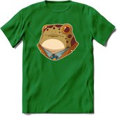 casual kikker T-Shirt Grappig | Dieren reptiel Kleding Kado Heren / Dames | Animal Skateboard Cadeau shirt - Donker Groen - M