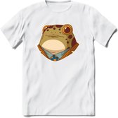 casual kikker T-Shirt Grappig | Dieren reptiel Kleding Kado Heren / Dames | Animal Skateboard Cadeau shirt - Wit - S