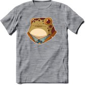 casual kikker T-Shirt Grappig | Dieren reptiel Kleding Kado Heren / Dames | Animal Skateboard Cadeau shirt - Donker Grijs - Gemaleerd - XL
