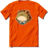 casual kikker T-Shirt Grappig | Dieren reptiel Kleding Kado Heren / Dames | Animal Skateboard Cadeau shirt - Oranje - XL