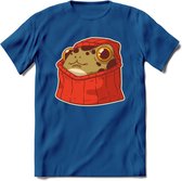 Hoodie frog T-Shirt Grappig | Dieren kikker Kleding Kado Heren / Dames | Animal Skateboard Cadeau shirt - Donker Blauw - L