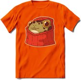 Hoodie frog T-Shirt Grappig | Dieren kikker Kleding Kado Heren / Dames | Animal Skateboard Cadeau shirt - Oranje - XL