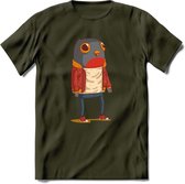 Casual vogel quote T-Shirt Grappig | Dieren vogels Kleding Kado Heren / Dames | Animal Skateboard Cadeau shirt - Leger Groen - L