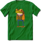 Casual kikker T-Shirt Grappig | Dieren reptiel Kleding Kado Heren / Dames | Animal Skateboard Cadeau shirt - Donker Groen - S