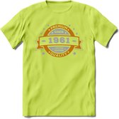 Premium Since 1961 T-Shirt | Goud - Zilver | Grappig Verjaardag Kleding Cadeau Shirt | Dames - Heren - Unisex Tshirt | - Groen - XXL