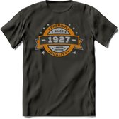 Premium Since 1927 T-Shirt | Goud - Zilver | Grappig Verjaardag Kleding Cadeau Shirt | Dames - Heren - Unisex Tshirt | - Donker Grijs - XXL