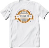 Premium Since 1930 T-Shirt | Goud - Zilver | Grappig Verjaardag Kleding Cadeau Shirt | Dames - Heren - Unisex Tshirt | - Wit - XL