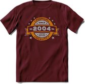Premium Since 2004 T-Shirt | Goud - Zilver | Grappig Verjaardag Kleding Cadeau Shirt | Dames - Heren - Unisex Tshirt | - Burgundy - XXL