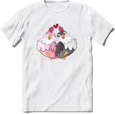 Tortelduifjes - Valentijn T-Shirt | Grappig Valentijnsdag Cadeautje voor Hem en Haar | Dames - Heren - Unisex | Kleding Cadeau | - Wit - XL