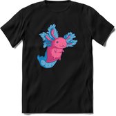 Schattig Axolotl T-Shirt Grappig | Dieren amfibieën Kleding Kado Heren / Dames | Animal Cadeau shirt - Zwart - S