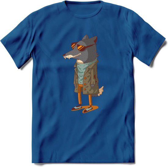 Casual vos T-Shirt Grappig | Dieren honden Kleding Kado Heren / Dames | Animal Skateboard Cadeau shirt - Donker Blauw - S