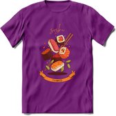 Sushi T-Shirt Grappig | Japans eten Kleding Kado Heren / Dames | Cadeau shirt - Paars - M