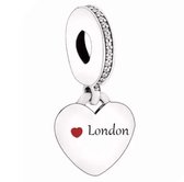 Tracelet - Zilveren bedels - Bedel Hart Londen | Charm Love London | 925 Sterling Zilver - Pandora compatible - Met 925 Zilver Certificaat - In Leuke cadeauverpakking - Valentijn t