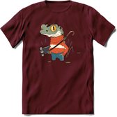 Casual kikker T-Shirt Grappig | Dieren reptiel Kleding Kado Heren / Dames | Animal Skateboard Cadeau shirt - Burgundy - M