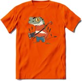 Casual kikker T-Shirt Grappig | Dieren reptiel Kleding Kado Heren / Dames | Animal Skateboard Cadeau shirt - Oranje - XL