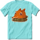 Casual vos T-Shirt Grappig | Dieren honden Kleding Kado Heren / Dames | Animal Skateboard Cadeau shirt - Licht Blauw - S