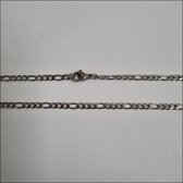 Ketting figaro schakel staal 60cm 3mm zilverkleurig